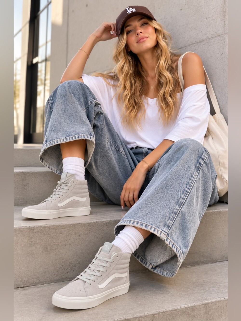 Vans Sk8-Hi Suede High Top Sneakers Women's Size 10 Light Gray